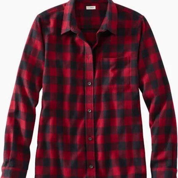 L. L. BEAN WOMENS ROB ROY BUFFALO PLAID  FLANNEL BUTTON DOWN RELAXED FIT  XS - Picture 1 of 9
